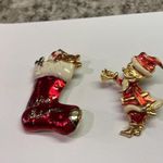 Lot Of 2 Red / Gold Tone Costume Brooch Pins Christmas Holiday 1 Aai / 1 Ballot Photo 1