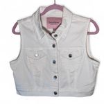 Juicy Couture White Denim Jacket Vest Womens M Bedazzled Rhinestone Y2K Cropped Photo 0