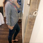 Como vintage  large gingham floral flannel top Photo 4