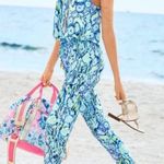 Lilly Pulitzer  Women's Medium Paulina Indigo Sunset Sleeveless‎ Jumpsuit Romper Photo 1