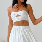 Princess Polly  Allie Set JUST THE TOP White Cropped Twisted Bra Photo 0