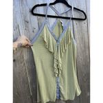 Anne Klein Women Striped Tank Top Multicolor Size Medium Yellow Grey Button Down Photo 2