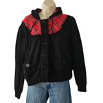 Threadz Juniors XL Black Button Jacket Red Plaid Hood Punk Grunge Style Size undefined Photo 1
