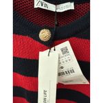 ZARA Stripes Cropped Sweater Cardigan Red & Navy Size Medium Photo 8