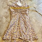 ZARA 🆕 floral satin strappy mini dress purple yellow pink white xs Photo 3