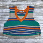 Free People Beach Marsha Striped Sweater Vest Sz XL Cropped Green Coastal Boho Photo 5