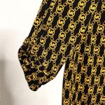 Michael Kors  logo monogram black gold stretch tunic blouse top size L Photo 6