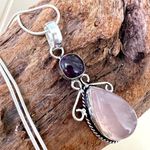 925 Sterling Silver Amethyst Rose Quartz Angel Necklace womens jewelry Pink Photo 6