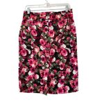 Banana Republic Pencil Skirt Sz 4 Satin Floral Pockets Belted Paperbag Girl Boss Photo 3