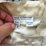 Vintage British Crown Colony Silk Button Down Pleated Blouse Cream 8 Photo 3