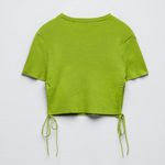 ZARA NWT CROPPED KNIT TOP GREEN CUT OUT SIDE Photo 5