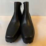 Andre Assous Milla Shoes Womens 8 Black Leather Side Zip Lug Sole Ankle Bootie Photo 3