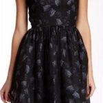 Jill Stuart Jill  Floral Print Organza Mesh Fit & Flare Black Cocktail Dress SZ 6 Photo 0