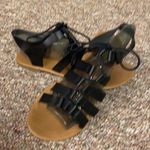 SO black leather lace up sandals. Size 8. Photo 3