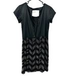 Reiss  Size 10 Dress Black Silk‎ Sheath Beaded Geometric Short Sleeve Cocktail Photo 1