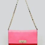 Kate Spade Lincoln Square Garrett Leather Shoulder Bag Color Block Pink Orange Photo 0