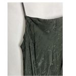 ZARA NWT dark hunter green satin embroidered floral print satin maxi slip dress Photo 2