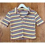 ZARA  striped ribbed cropped  knit polo shirt size small Photo 7