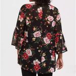 Torrid  Black Floral Chiffon Open Front Lightweight Kimono Plus Size 1/2 Photo 1