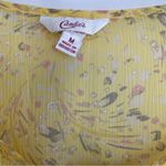 Candie's Women’s Floral Yellow Peasant Blouse Smocked Waist Size Med 3/4 Sleeve Photo 3