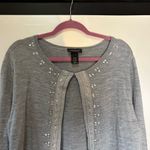 Lane Bryant Heather Gray cardigan Accent beaded front Photo 3