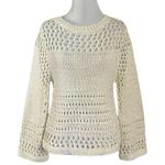 Bebe Vintage Retro 70s Crochet Knit Sweater in Ivory Cream Bell Sleeves Size XS Photo 0