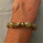 7” To 9” Stretch Bracelet Green & Gold Beads Beaded Boho Bohemian Photo 4