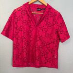 Desigual  Women’s Lace Resort Short Sleeve Button Up Shirt‎ Pink Photo 2