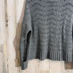 American Eagle  Women's Small  Gray Pointelle Knit Sweater Soft Cozy Boho Style Photo 8