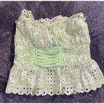 Ramy Brook NWOT  Green / White Picnic Strapless Top ( 0 )‎ Photo 0