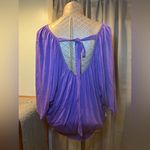Cable & Gauge  Purple Scoop Neck Top Size Medium Dolman Sleeve Tie Back Photo 1
