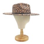 NWT Olive & Pique Leopard Print Wool Wide Brim Fedora Hat Tan Black Boho Fall Photo 8