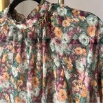 ZARA Vibrant Purple and Green Floral Blouse Photo 1