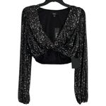 Lulus Shining with Confidence Black Sequin Crop Top Size Small New with Tags Photo 7