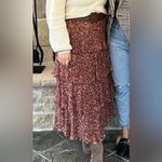 Antonio Melani  Floral Tiered Maxi Skirt with Belt Size 12 Photo 1