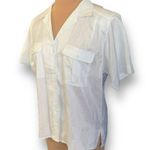 Vintage Elle’s Belles Button Down Shirt Short Sleeve White Sheer Collared Top Size 14 Photo 1