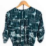 Goldray Cristen Teal Print Belted Roll Tab Elbow Short Sleeve Shirt Dress Size M Photo 4