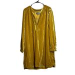 Anthropologie Velvet Tunic Dress Mustard Yellow Long Sleeve Pockets XL Photo 5