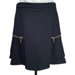 Michael Kors Women's Black Mini Skater Skirt Gold Tone Zipper Accent - 8 Photo 0