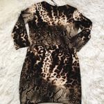 MILANO snake skin print pattern long sleeve Sheath dress brown/black size Large Photo 12