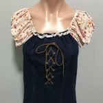 Maria Gabrielle New York Denim Peasant Dress Tie Front Cap Sleeve Blue Size undefined Photo 1