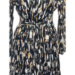 Abstract Print M/L Long Sleeve Maxi Dress Boho Tiered Chiffon Black Gold White Size undefined Photo 9