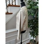 Bebe  Women's Metalic Beige 100% Leather Long Sleeve High Neck Front Zip Jacket L Photo 5