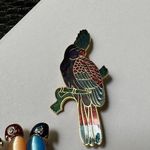 Lot Of 3 Bird Brooch Pins Enamel Parrot, Rhinestone Cardinal, Rhinestone Parrots Photo 2