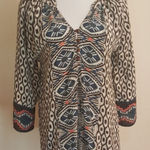 Tolani brown,white, blue & pink 100% silk tunic Photo 0