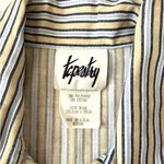 Women’s M Vintage 90s Tapestry Brand Short Sleeve Button Up Shirt Stripes Medium Blue Photo 2