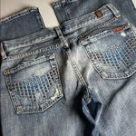 7 For All Mankind Flare Jeans Women's Size 28 Havana Rhinestone Pocket Mid Rise Photo 9
