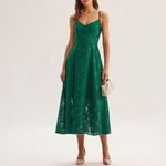 Rihoas Green Floral Shirred Slip Midi Dress Size XS Photo 4