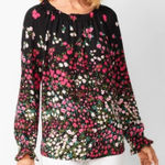 Talbots RSVP by  Women's Smocked Rose Garden Blouse Sz XS Photo 0