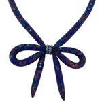 Betsey Johnson  Dark Shadows Blue Mesh Bow Necklace Photo 5